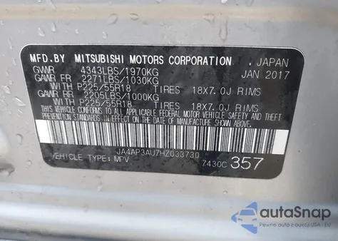 2017 Mitsubishi Outlander Sport 2.0 Le from USA, damaged, VIN JA4AP3AU7HZ033730